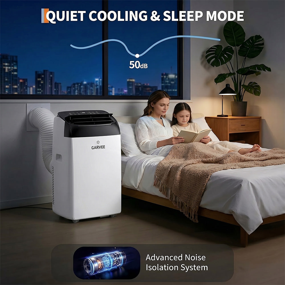 Garvee 14,000 BTU 3-in-1 Portable Air Conditioner with Dehumidifier & Fan, Portable AC Units Cools up to 750 Sq. Ft., Remote Control, Auto Swing, Sleep Mode, White Top