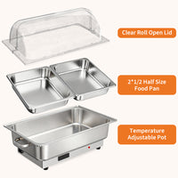 Garvee Electric Chafing Dish Buffet Set 2 x 4.5 QT Stainless Steel Food Warmers Temperature Control Wedding Parties 23in