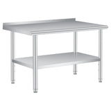 Garvee 60 x 24 In Stainless Steel Prep Table with Backsplash & Adjustable Undershelf for Outdoor Use Restaurants Hotels Workspaces, Heavy-Duty, Silver - 