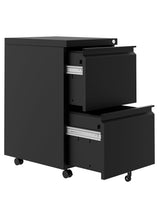 Garvee Mobile 2-Drawer File Cabinet on Wheels with Lock, Under Desk Rolling Storage, Black Metal Organizer, Compact 23.6''H x 14.6''W x 17.3''D - Black