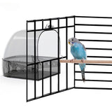 Garvee Grey Bird Bath for Cage, Large Hanging Parrot Shower Box, 15.5x13x15.3cm, Grey