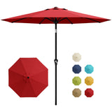 Garvee 9FT Patio Umbrella Red - Outdoor Table Umbrella with Crank Lift, Tilt & UV Waterproof for Pool, Deck, Yard, Garden - Red