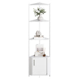 Garvee 5-Tier Tall Corner Shelf - Solid Wood Shelves - Heavy Duty Corner Display Cabinet for Living Room, Bedroom, Office, Kitchen, Bathroom, Entryway - 58", Modern Storage Rack - White