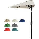Garvee Patio Umbrella 9FT Half Umbrella Outdoor Shade Canopy for Patio Backyard Garden Deck Balcony Beige 9 Feet - Beige