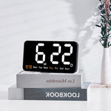 Garvee LED Digital Wall Clock with Large Display, Dual Alarms, Temperature & Voice Control for Living Room, Office, Gym, White