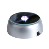 Garvee Round LED Light Base for Crystal Art & Jewelry Display, 4 LEDs, Color Gradient, Battery-Powered, Mirror Surface, Portable for Home & Bar Decor
