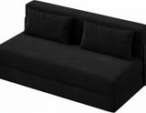 Garvee Foldable Futon Sofa Bed with Memory Foam 4-in-1 Convertible Linen Fabric Ergonomic Cushions Space-Saving Living Room Office - Schwarz