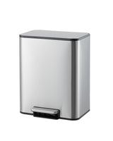 Garvee Space-Saving Bathroom Trash Can 3.4 Gallon Stainless Steel Silver Rectangular Small Garbage Can with Soft-Close Lid Foot Pedal Removable Bucket - Silver