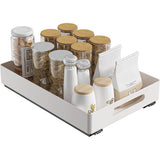 Garvee Pull Out Cabinet Organizer Expandable Heavy Duty Slide Out Drawers Adhesive Film Kitchen Base Cabinet Storage