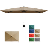 Garvee 10' x 6.5' Rectangular Patio Umbrella with Crank and Push Button Tilt, Outdoor Table Umbrella for Garden, Deck, Lawn, Pool - Tan - Tan