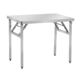 Garvee Stainless Steel Worktable Folding Prep Station Adjustable Height Commercial Kitchens Restaurants