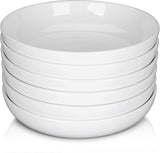 Garvee 6pcs Pasta Bowls 22oz, 8 Inch Ceramic Salad & Pasta Plates, Microwave & Dishwasher Safe, White