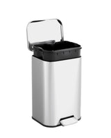 Garvee 3.2 Gal Bathroom Trash Can, Step Garbage Can with Soft-Close Lid, Stainless Steel Recycling Bin, Rectangular, Silver - Silver