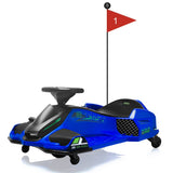 Garvee Kids Drifting Car 12V Ride On Go Kart With 45W Brushless Motor, 5 Wheels, LED Light, Music, Outdoor Toy for Teens, 35.43in x 20.86in x 13.18in - Blue
