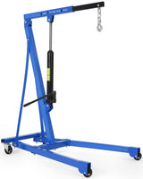 Garvee Portable Hydraulic Engine Hoist 1.5 Ton Capacity Shop Crane With Telescopic Boom 4 Swivel Casters Blue - Blue