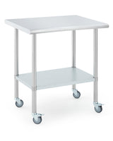 Garvee Stainless Steel Table for Prep & Work with 4 Caster Wheels Adjustable Under Shelf Heavy Duty 24x30 Inch Silver - 