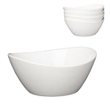 Garvee 42oz Porcelain Bowls Set of 4, 8 Inch Oval Ceramic Serving Bowls for Salad Cereal Soup, White, Microwave & Dishwasher Safe