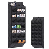 Garvee Over The Door Shoe Organizer, 24 Pairs Hanging Shoe Rack, Oxford Cloth, Deep Pockets, Narrow Design, Door Mounted, Black