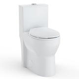 Garvee Round One Piece Toilet ADA Height 19 Inches, Comfort Chair Seat, Powerful Dual Flush 0.8/1.28 GPF, Compact Design, Standard White, 12-Inch Rough-In