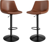 Garvee Bar Stool Set 2pcs Adjustable Height & Swivel PU Leather Coffee Brown Ergonomic S-Design Footrest Backrest Sturdy Iron Frame Kitchen Bar Island - Kaffee
