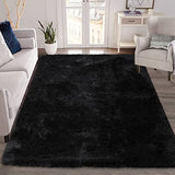 Garvee Fluffy & Sheepskin Black 3x5 Faux Fur Rug, Non-Slip Plush High Pile for Bedroom Living Room - Black