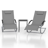 Garvee Patio Chaise Lounge Set of 3 Outdoor Pool Lounge Chairs with Arm & Side Table for Poolside Deck Balcony Backyard, Black - Gray