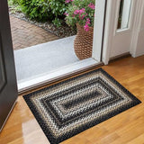 Garvee Bordered Black Multi 2x3 Braided Rugs Entryway Rugs Indoor Rustic Area Rug Washable Rug Modern Geometric Area Rug Non-Slip Boho Rug for Living Room Bedroom Kitchen - Black Multi