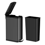 Garvee 8-Gallon Slim Stainless Steel Trash Bin with Inner Bucket, Soft-Close Lid, Black for Kitchen Bathroom Office - Black