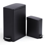 Garvee 12 Gal And 2.6 Gal Stainless Steel Trash Can Combo Set, Slim Metal Trash Bin For Kitchen And Bathroom, Black - Black