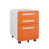 Garvee 3 Drawer Mobile File Cabinet with Lock, Under Desk Metal Filing Cabinet, Home Office, A4/Letter/Legal Size, Black - Orange Color