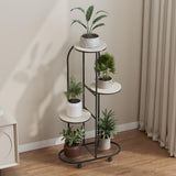 Garvee Metal Tall Plant Flower Shelf 4 Tier Plant Stand with Movable Wheels for Indoor Outdoor Living Room Balcony Garden Patio Black - Four Layers -  Black
