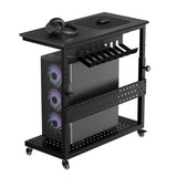 Garvee Computer Tower Stand with Cable Management Rack, Adjustable Rolling CPU Holder Cart for Under Desk, 2-Tier Mobile PC Tower Stand, Carbon Fiber Black, 22.83 to 34.1 Inches - Carbon Fiber Black