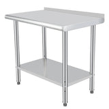 GARVEE 48"L x 24"W x 35"H Stainless Steel Prep Table - Commercial Heavy-Duty Work Table with Adjustable Undershelf and Backsplash for Kitchen, Restaurant, Home, and Hotel - 