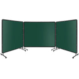 Garvee 3-Panel 8x6ft Flame-Resistant Welding Screen with Lockable Wheels, Transparent PVC Curtain, Steel Frame, Green Safety Partition for Workshops and Garages - Green