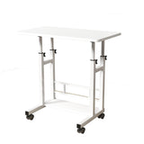 Garvee Adjustable Height Mobile Computer Desk With Wheels For Home Office Study, 31.5x15.75 Inches, White - White