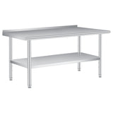 Garvee Stainless Steel Table Heavy Duty Commercial Work & Prep Table 72x24 inches Silver with Adjustable Undershelf and Backsplash for Kitchen Bar Hotel Garage