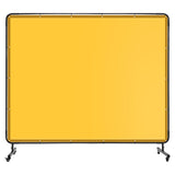 Garvee 8x6 ft Flame-Resistant Welding Screen with Lockable Wheels, Transparent Yellow PVC Curtain for Workshops and Garages