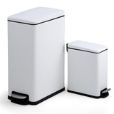 Garvee 12 Gal and 2.6 Gal Stainless Steel Trash Can Combo Set, Slim Metal Trash Bin for Kitchen and Bathroom, White - White