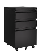 Garvee File Cabinet 3-Drawer Mobile Metal Lockable Under Desk Storage Legal Letter A4 Black