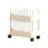 Garvee 2 Tier Mobile Bookshelf with 4 Wheels, Multifunctional Utility Storage Cart for Office, Dorm, Classroom, Nursery, 37x25x43.5CM, White - White