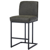 Garvee 24 in Counter Height Bar Stool, Faux Leather, Metal Frame, Kitchen Island, Gray - Gray