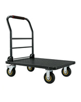Garvee Heavy Duty Platform Truck Cart, Steel Flatbed Dolly with 6" Swivel Wheels and Brakes, Foldable Hand Truck for Warehouse, Garage, Shipping, 36"x24", Black - Black