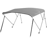 Garvee 3 Bow Boat Bimini Top with Removable Side Curtains, Marine-Grade Canvas, Adjustable Poles, 6' x 54"-72", Durable Blue - Grey