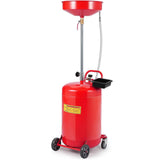 Garvee 20 Gallon Oil Drain Tank with Adjustable Funnel, Portable Air-Operated Container, Rust-Proof, Wheels & Toolbox, Red - Red