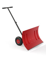 Garvee Upgraded Snow Shovel with Wheels, 30" Dual-Direction Polypropylene Blade, 10" Anti-Skid Tires, Ergonomic Adjustable T-Handle, Heavy-Duty Snow Removal Tool for Driveway Patio Commercial Property, Red - Red