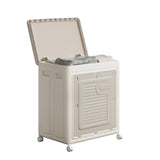 Garvee Rolling Laundry Hamper With Lid Large Capacity Laundry Basket With Wheels Plastic Deck Box For Laundry Room Tall White