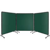 Garvee 3-Panel 6x6ft Flame-Resistant Welding Screen with Lockable Wheels Transparent PVC Green Safety Partition for Workshops - Green