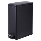 Garvee Slim Trash Can with Lid 12 Gal Stainless Steel Kitchen Garbage Can Black Narrow Metal Trash Bin - Black
