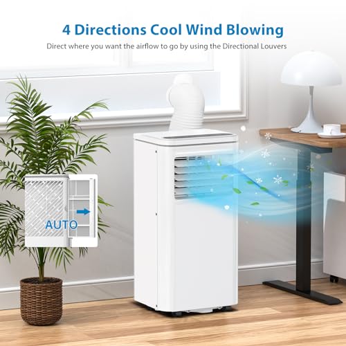 Garvee 10000 BTU Portable Air Conditioner, 3-In-1 AC Unit with Cooling, Dehumidifier & Fan, for Rooms Up to 450 Sq.Ft, Includes LCD Display & Remote Control, for Bedroom, Office, Dorm, White