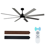 Garvee 72 Inch Large Ceiling Fan with Lights and Remote, Indoor/Outdoor Black Modern Fan, 6 Speed Reversible Quiet DC Motor, 3 CCT, Dual Finish 8 Blades - Black